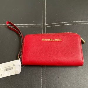 NWT Michael Kors Red Wristlet